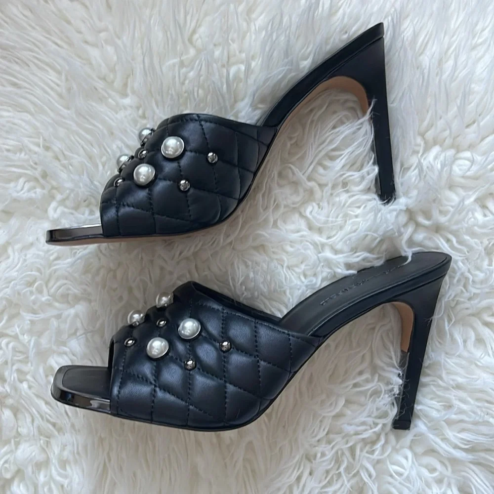 NEW Karl Lagerfeld - Black Amina Studded Heeled Mule - Picture 4 of 11
